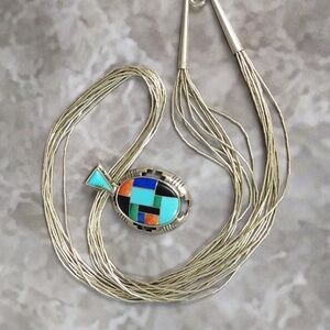 Carolyn Pollack Relios Liquid Silver Necklace w/Inlay Pendant